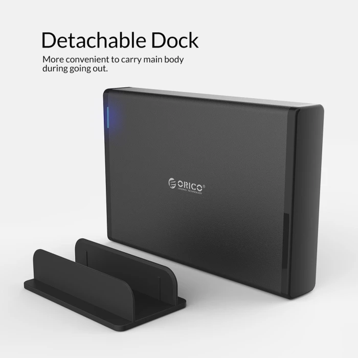 Orico кутия за диск Storage - Case - 3.5 inch Vertical, USB3.1 Type-C, Power adapter, UASP, black - 7688C3-BK