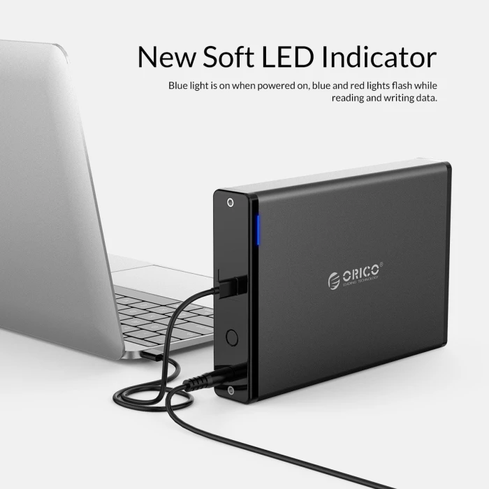 Orico кутия за диск Storage - Case - 3.5 inch Vertical, USB3.1 Type-C, Power adapter, UASP, black - 7688C3-BK