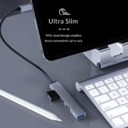 Orico хъб USB3.0/2.0 HUB 3 port + card reader TYPE C, Aluminum - AH-12F-GY