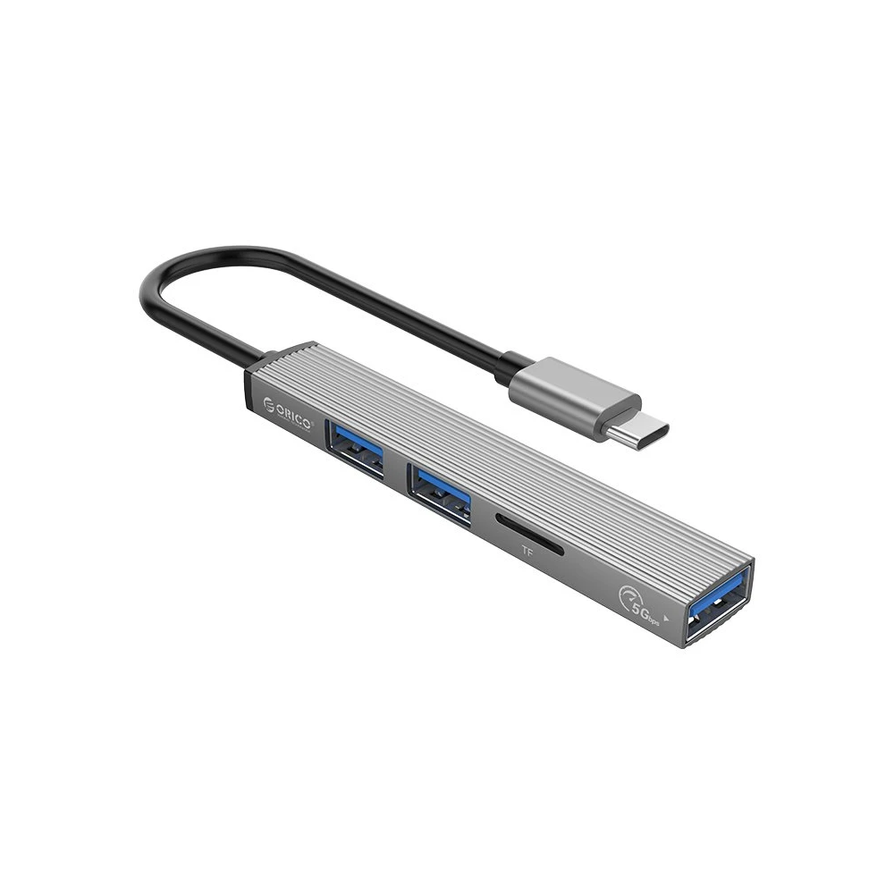 Orico хъб USB3.0/2.0 HUB 3 port + card reader TYPE C, Aluminum - AH-12F-GY