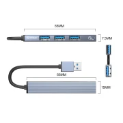 Orico хъб USB3.0/2.0 HUB 4 port, Aluminum - AH-A13-GY