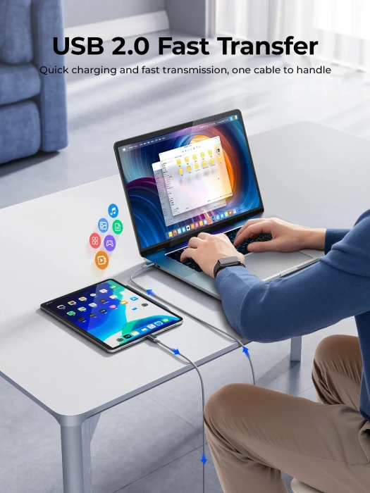 Orico кабел USB C-to-C PD 100W Charging 1.0m White