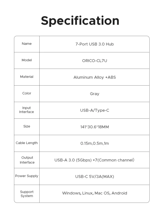 Orico CL7U-U3 7 x USB 5Gbps