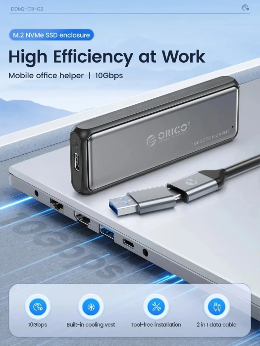 Orico външна кутия за диск M.2 NVMe/SATA M/B key
