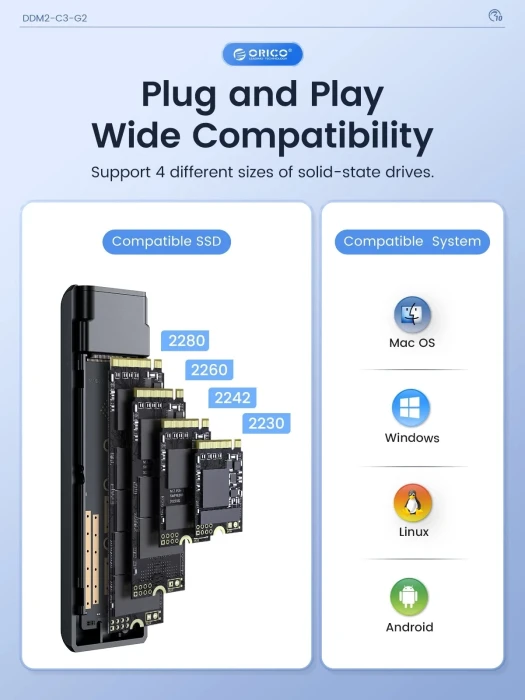 Orico външна кутия за диск M.2 NVMe/SATA M/B key