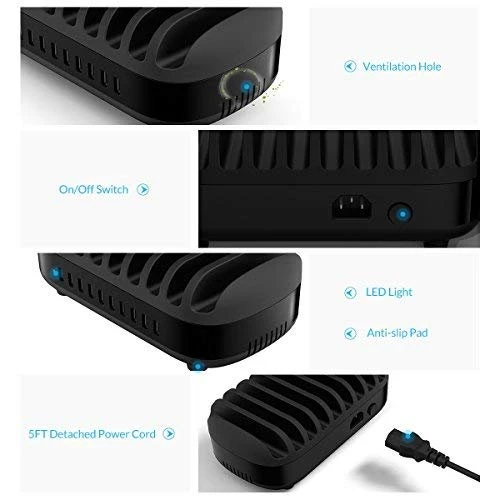 Orico зарядна станция за мобилни устройства Charger Station 220V - 10 x USB 120W black - DUK-10P-EU-BK