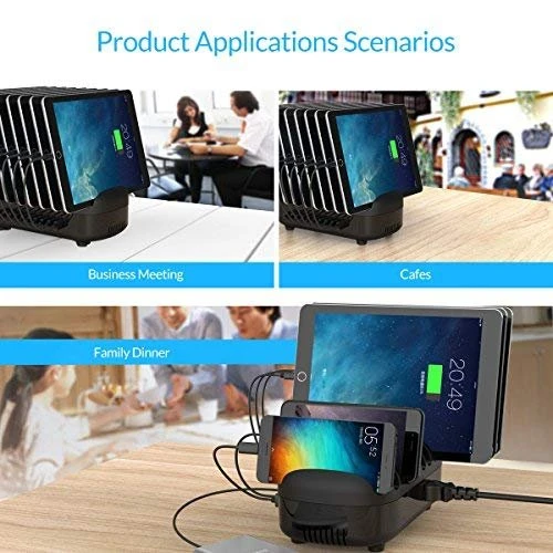 Orico зарядна станция за мобилни устройства Charger Station 220V - 10 x USB 120W black - DUK-10P-EU-BK
