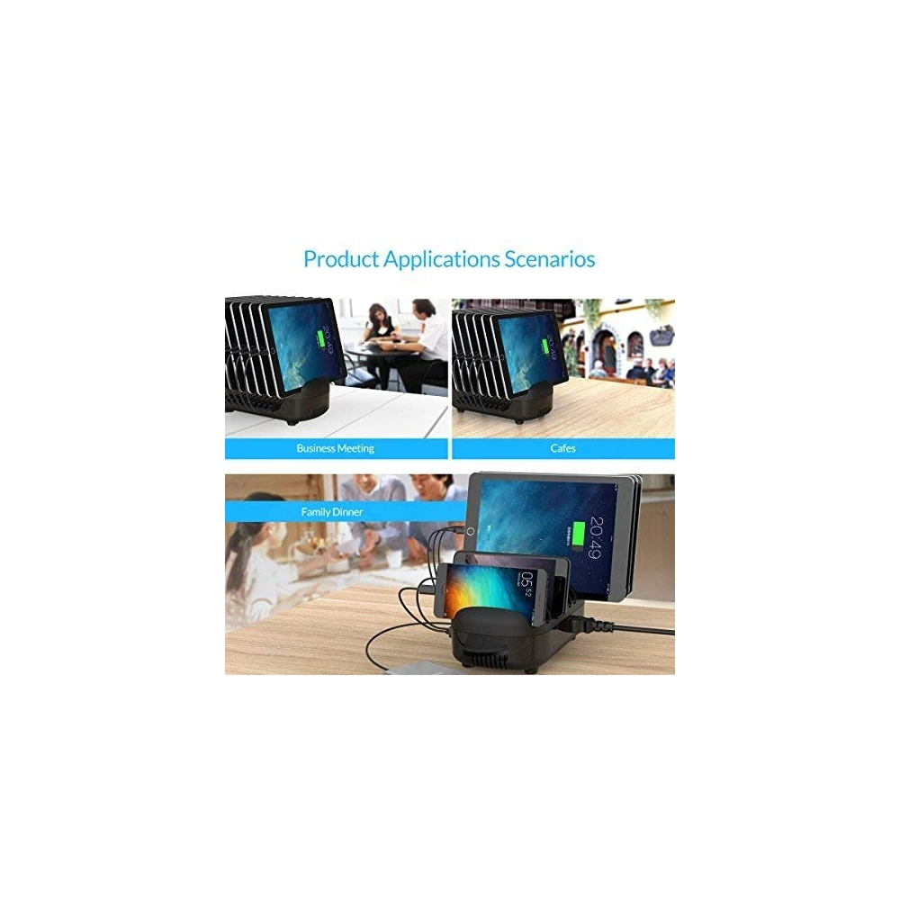 Orico зарядна станция за мобилни устройства Charger Station 220V - 10 x USB 120W black - DUK-10P-EU-BK