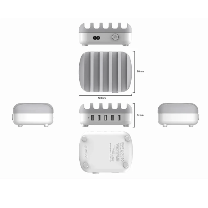 Orico Charger Station 220V - 5 x USB 40W White - DUK-5P-EU-WH