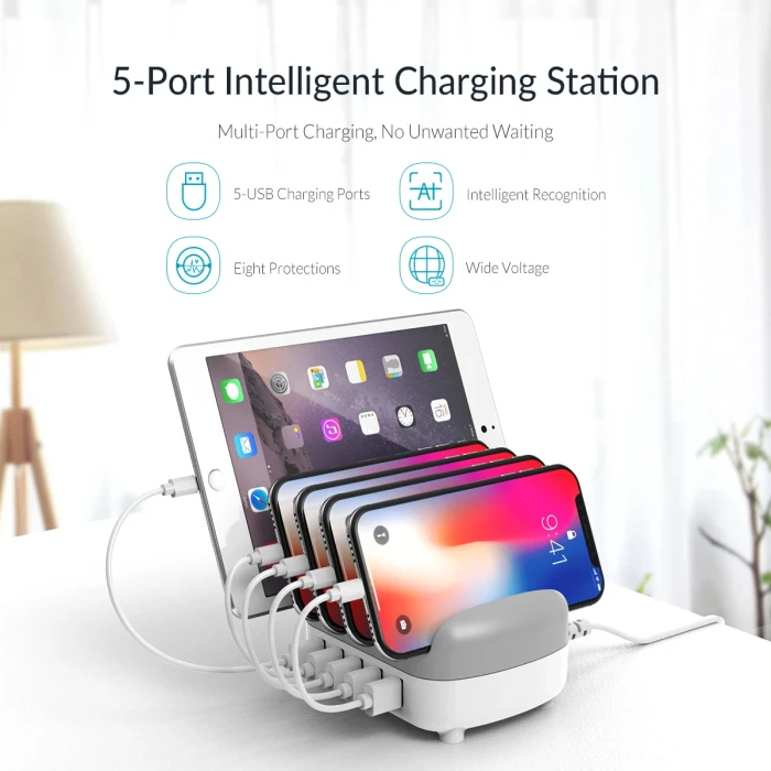 Orico Charger Station 220V - 5 x USB 40W White - DUK-5P-EU-WH