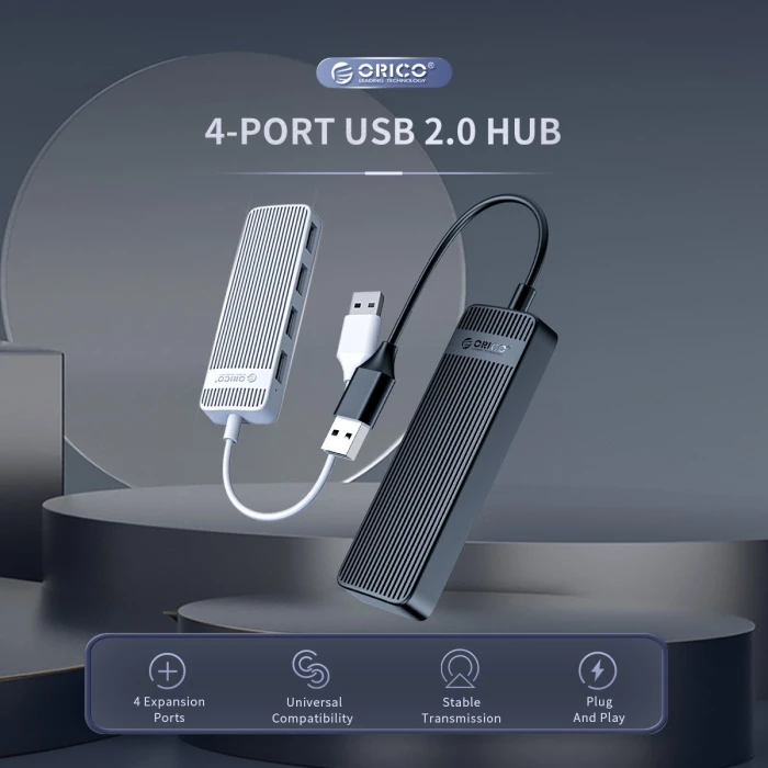 Orico хъб USB2.0 HUB 4 port White - FL02-WH