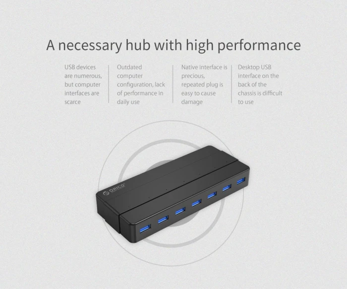 Orico хъб USB3.0 HUB 7 port Black - H7928-U3-V1-BK