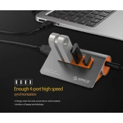 Orico хъб USB 3.1 Gen2 10Gbps HUB 4 port Aluminum Grey/Orange - M3H4-G2-OG