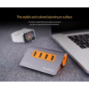 Orico хъб USB 3.1 Gen2 10Gbps HUB 4 port Aluminum Grey/Orange - M3H4-G2-OG