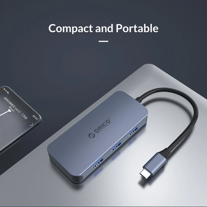 Orico докинг станция Docking Station Type-C Power Distribution 3.0 100W - LAN, HDMI, Type-C x 1, USB3.0 x 3 -  MC-U602P