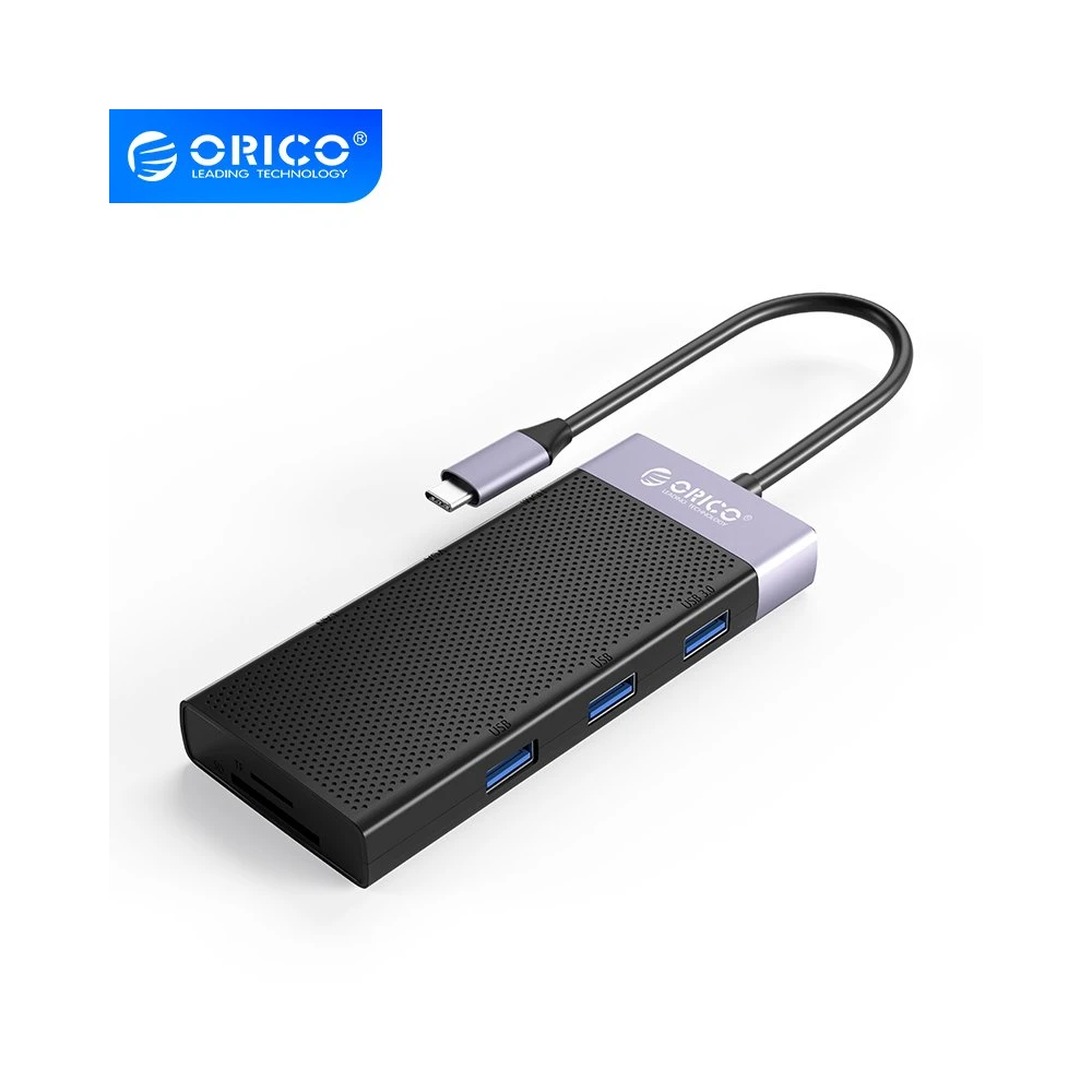 Orico докинг станция Type-C Docking Station Power Distribution 3.0 87W - HDMI, Type-C x 1, USB3.0 x 1, USB 2.0 x 2, LAN, SD, VGA, Audio - MDK-10P-BK