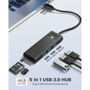Orico хъб HUB USB3.1 Type-C - 3 x USB3.0, SD, TF - PAPW3AT-C3-015-BK