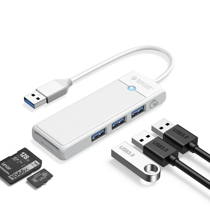 Orico хъб USB3.0 HUB White - 3 x USB3.0, SD, TF
