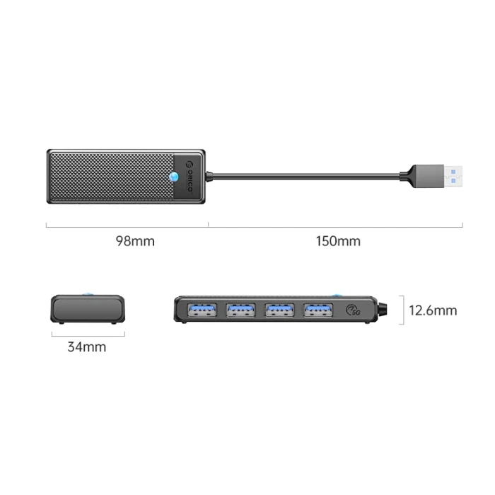 Orico хъб HUB USB3.0 4 port Black - PAPW4A-U3-015-BK