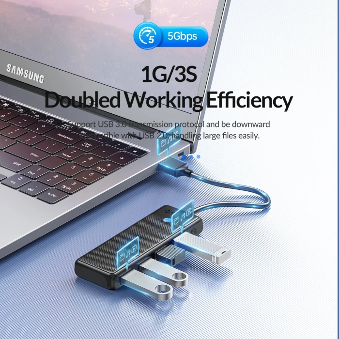 Orico хъб HUB USB3.0 4 port Black - PAPW4A-U3-015-BK