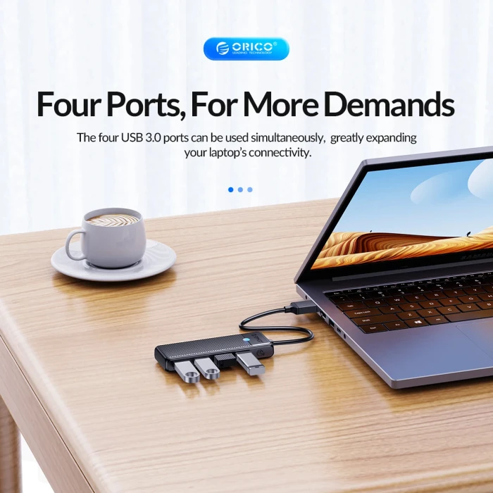 Orico хъб HUB USB3.0 4 port Black - PAPW4A-U3-015-BK