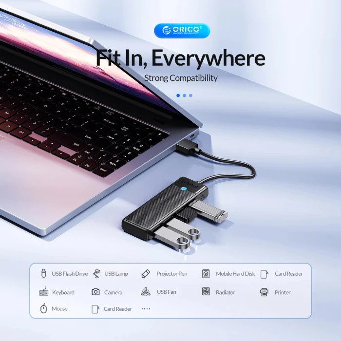 Orico хъб HUB USB3.0 4 port Black - PAPW4A-U3-015-BK