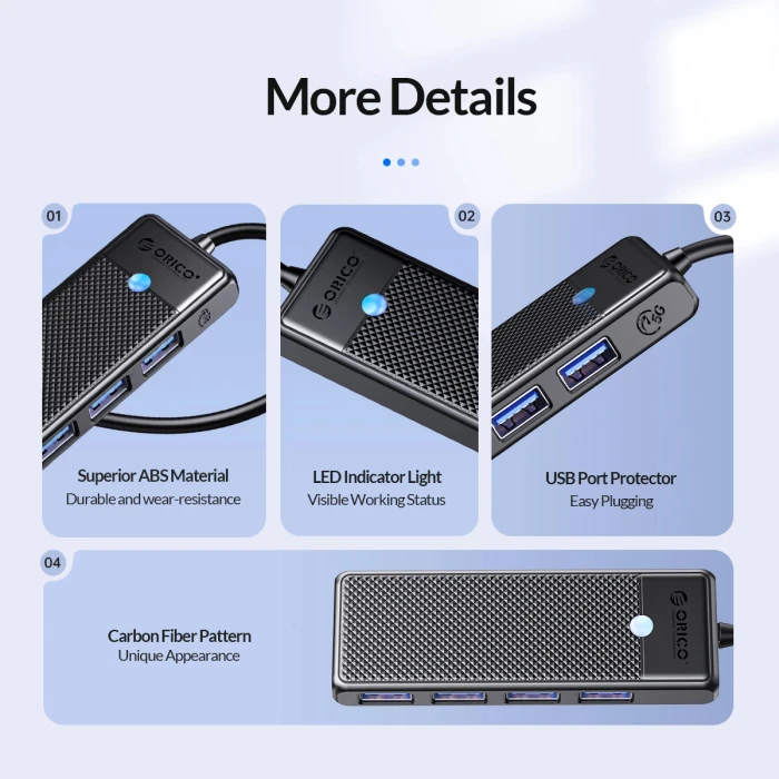 Orico хъб HUB USB3.0 4 port Black - PAPW4A-U3-015-BK