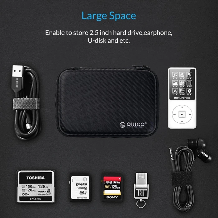 Orico калъф за външни дискове Portable Storage Bag - 2.5" Black - PHM-25-BK