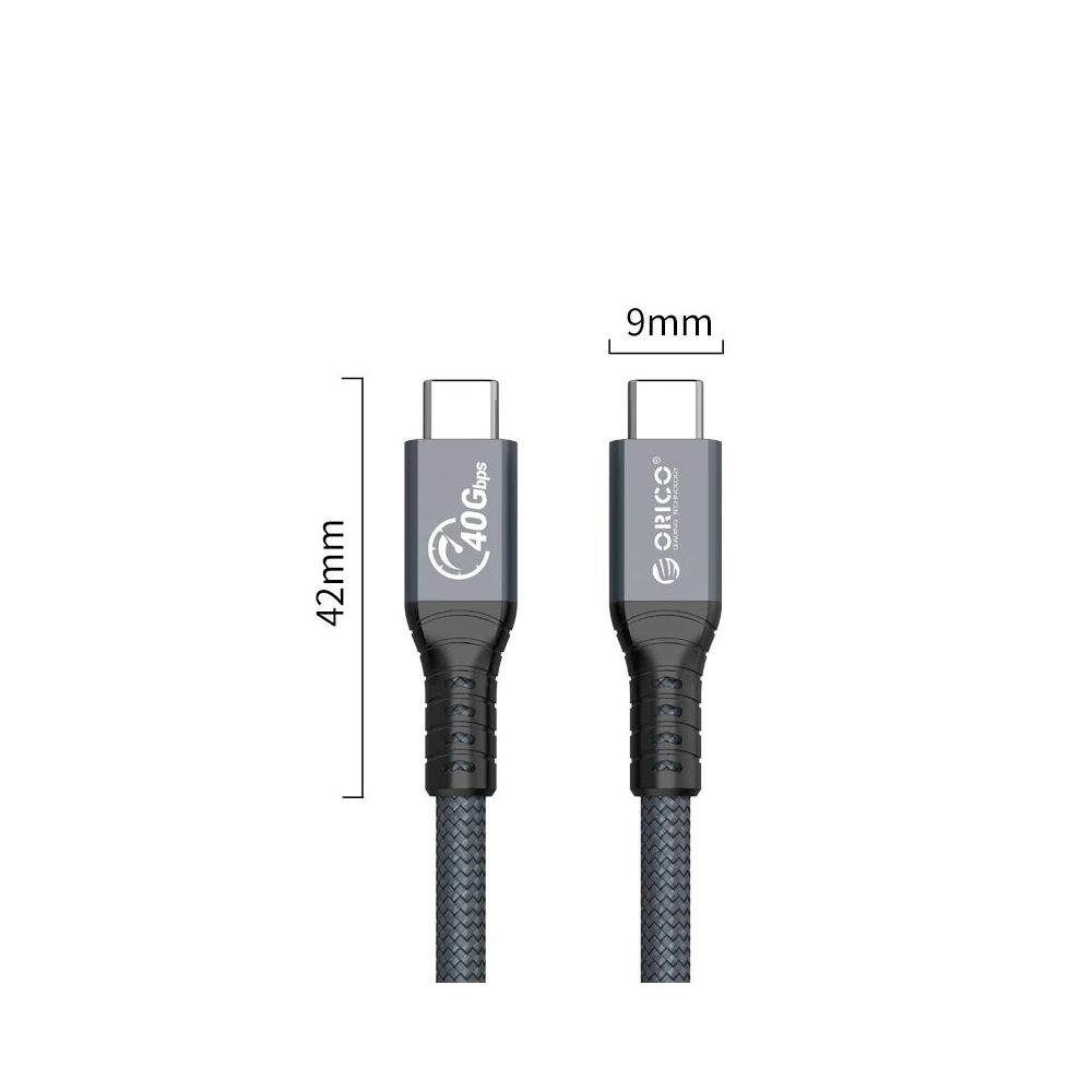 Orico кабел Cable Thunderbolt 4 / USB4 - Type-C to Type-C 40Gbps PD100W 0.3m Grey - TBZ4-03-GY