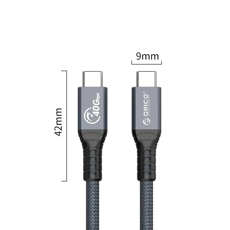 Orico кабел Cable Thunderbolt 4 / USB4 - Type-C to Type-C 40Gbps PD100W 2.0m Grey - TBZ4-20-GY
