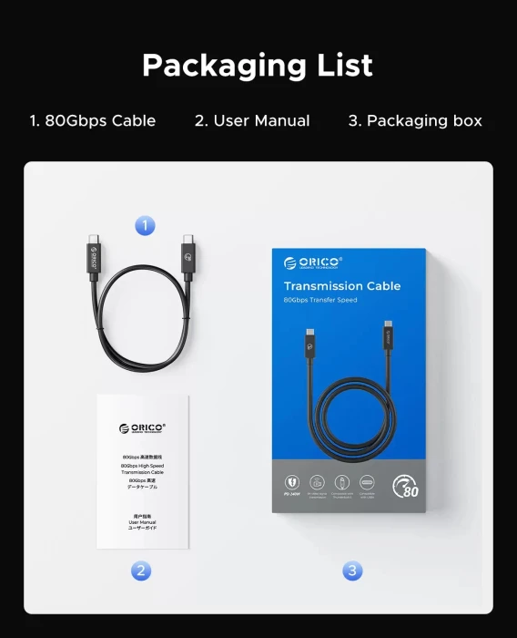 USB-C Thunderbolt 5 80Gbps 240W - 1.0m