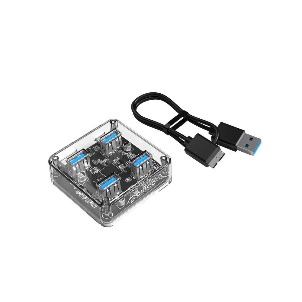 Orico хъб USB3.0 HUB 4 port transparent - MH4U-U3-03-CR