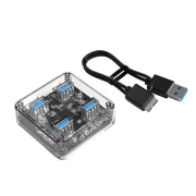 Orico хъб USB3.0 HUB 4 port transparent - MH4U-U3-03-CR