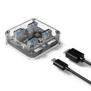 Orico хъб USB3.0 HUB 4 port transparent - MH4U-U3-03-CR