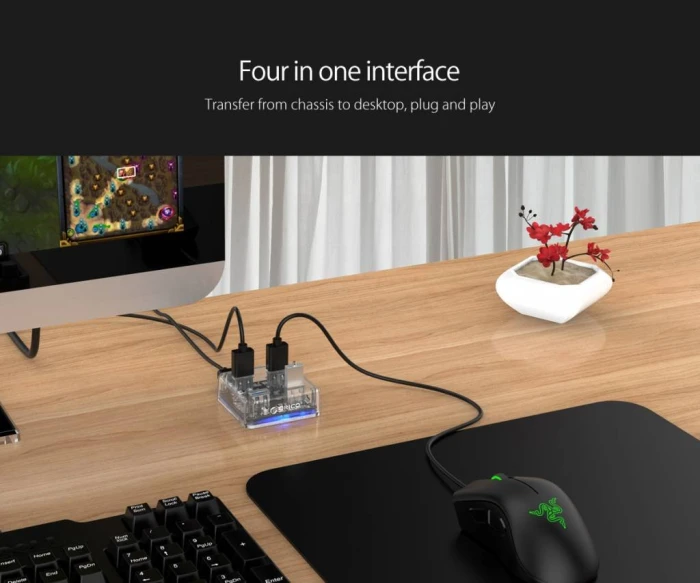 Orico хъб USB3.0 HUB 4 port transparent - MH4U-U3-03-CR