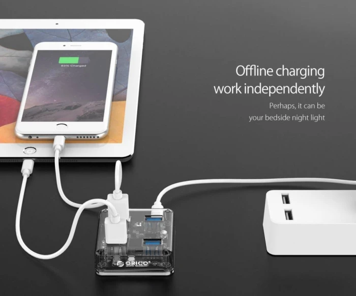 Orico хъб USB3.0 HUB 4 port transparent - MH4U-U3-03-CR