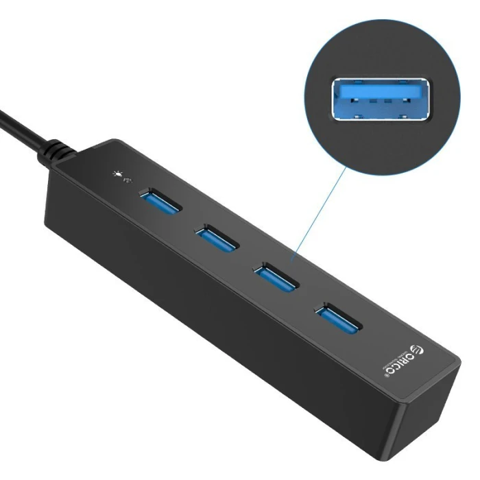 Orico хъб USB3.0 HUB 4 port black - W8PH4-U3-BK
