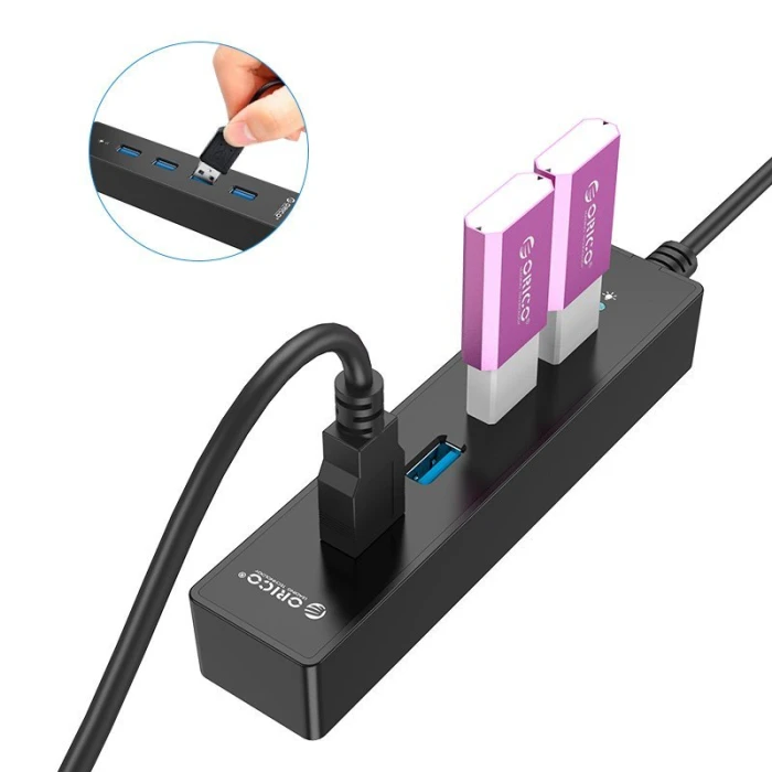 Orico хъб USB3.0 HUB 4 port black - W8PH4-U3-BK