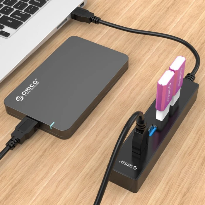 Orico хъб USB3.0 HUB 4 port black - W8PH4-U3-BK