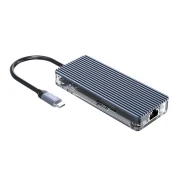 Orico докинг станция Type-C Docking Station Power Distribution 3.0 100W - HDMI, Type-C x 1, USB3.0 x 3, LAN, SD - WB-8P-GY