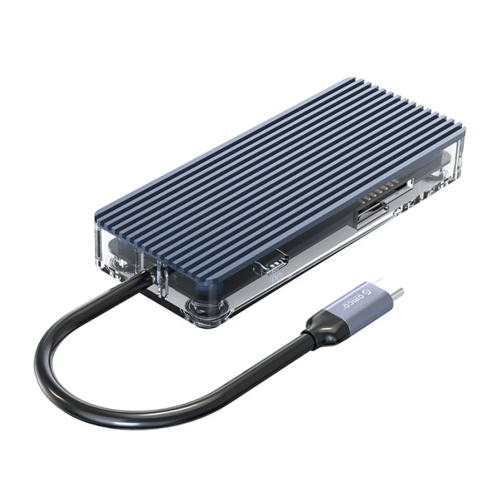 Orico докинг станция Type-C Docking Station Power Distribution 3.0 100W - HDMI, Type-C x 1, USB3.0 x 3, LAN, SD - WB-8P-GY