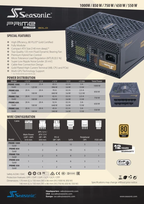 SEASONIC SSR-750GD2 PRIME Ultra GOLD 750W