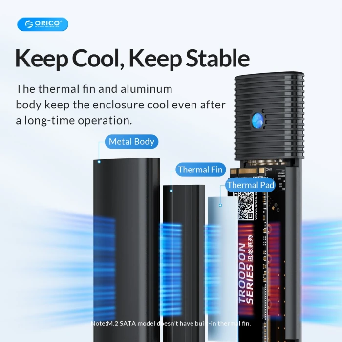 Orico  кутия за диск M.2 NVMe Blue