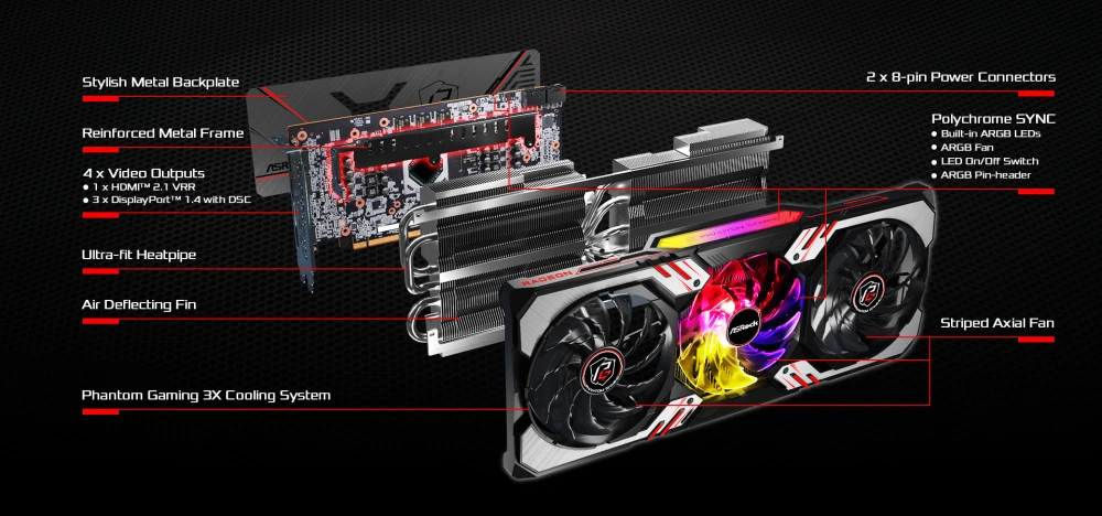 ASRock AMD Radeon RX 6700 XT Phantom Gaming D 12GB OC