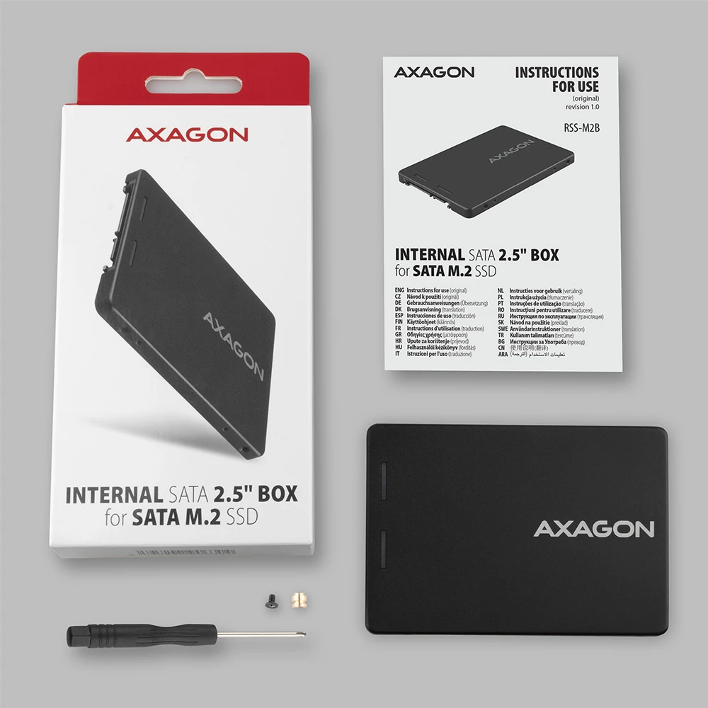 AXAGON RSS-M2B SATA M.2 box 2.5"