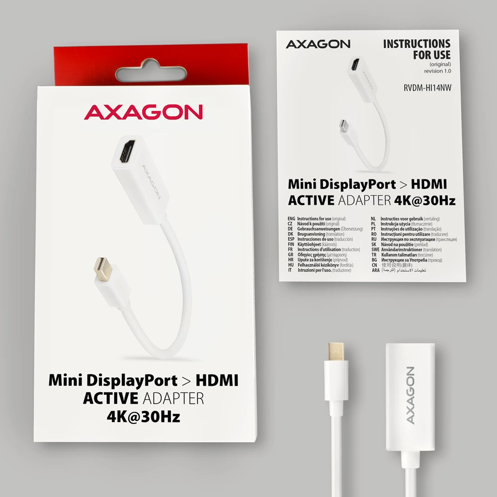 AXAGON Mini DP > HDMI adapter 4K/30Hz 2К/60Hz