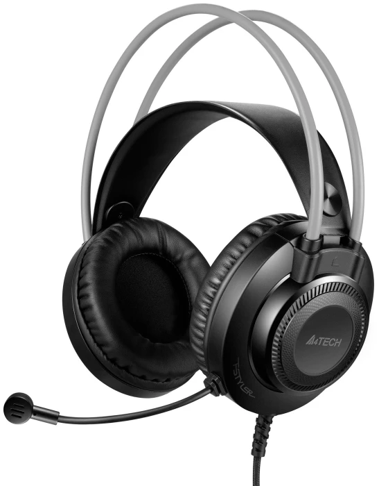 Слушалки с микрофон A4TECH Fstyler FH200U, Стерео, USB, Черен/Сив