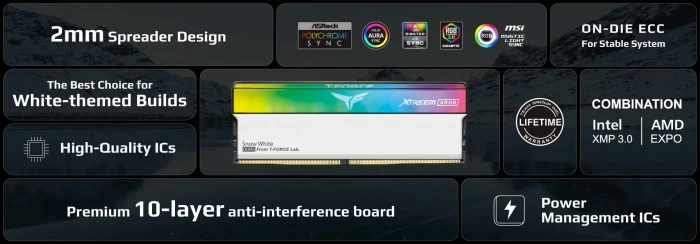 32GB (2x16) DDR5-6000 CL30 Team Group XTREEM ARGB White EXPO & XMP