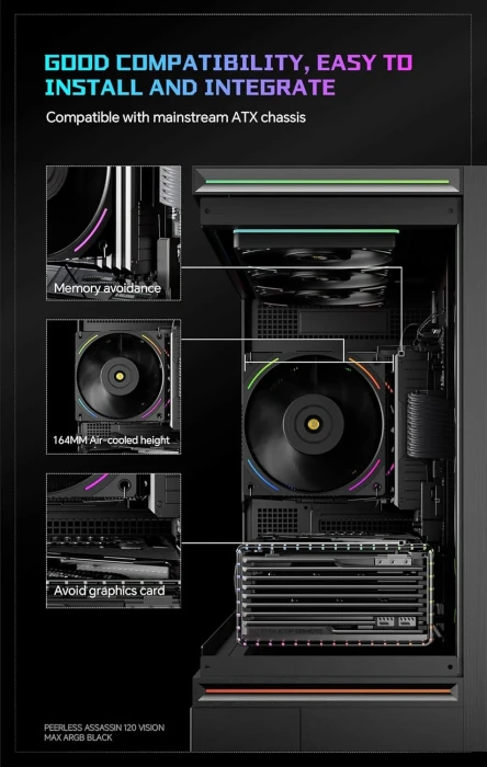 Thermalright Peerless Assassin 120 Vision MAX ARGB Black 5" Display