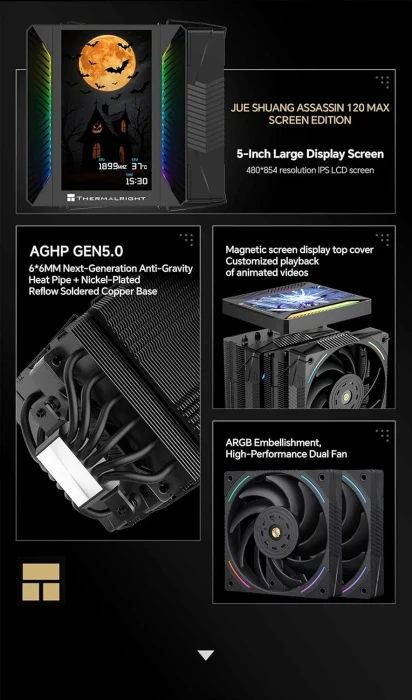 Thermalright Peerless Assassin 120 Vision MAX ARGB Black 5" Display
